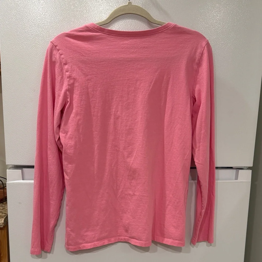 Life Is Good Pink V‑Neck Daisy Long Sleeve Tee M - Picture 5 of 5